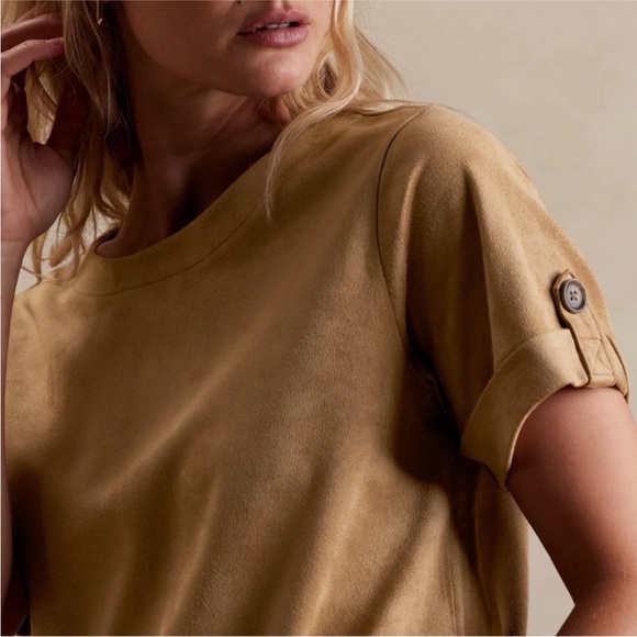 Banana Republic tan faux suede crew neck top - Picture 7 of 8